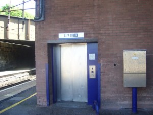 Lift at a railway station, no beautiful but functional