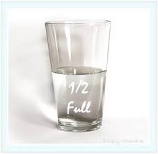 A glass of water. Is it half full or is it half empty?