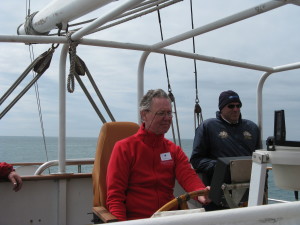 Patrick at the wheel of the Lord Nelson