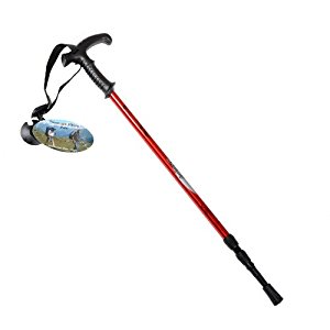 Red Telescopic Anti-Shock Hiking Walking Stick