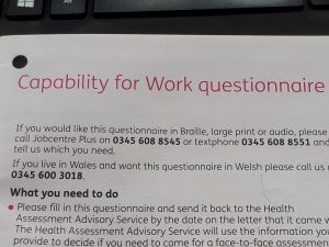 Capability for Work questionnaire