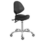 Adjustable Height Saddle Stool with Back Support